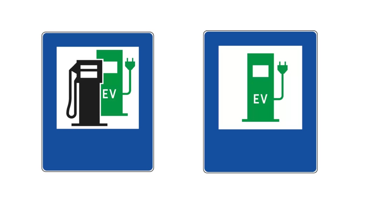 Znaki drogowe stacje ładowania samochodów elektrycznych
